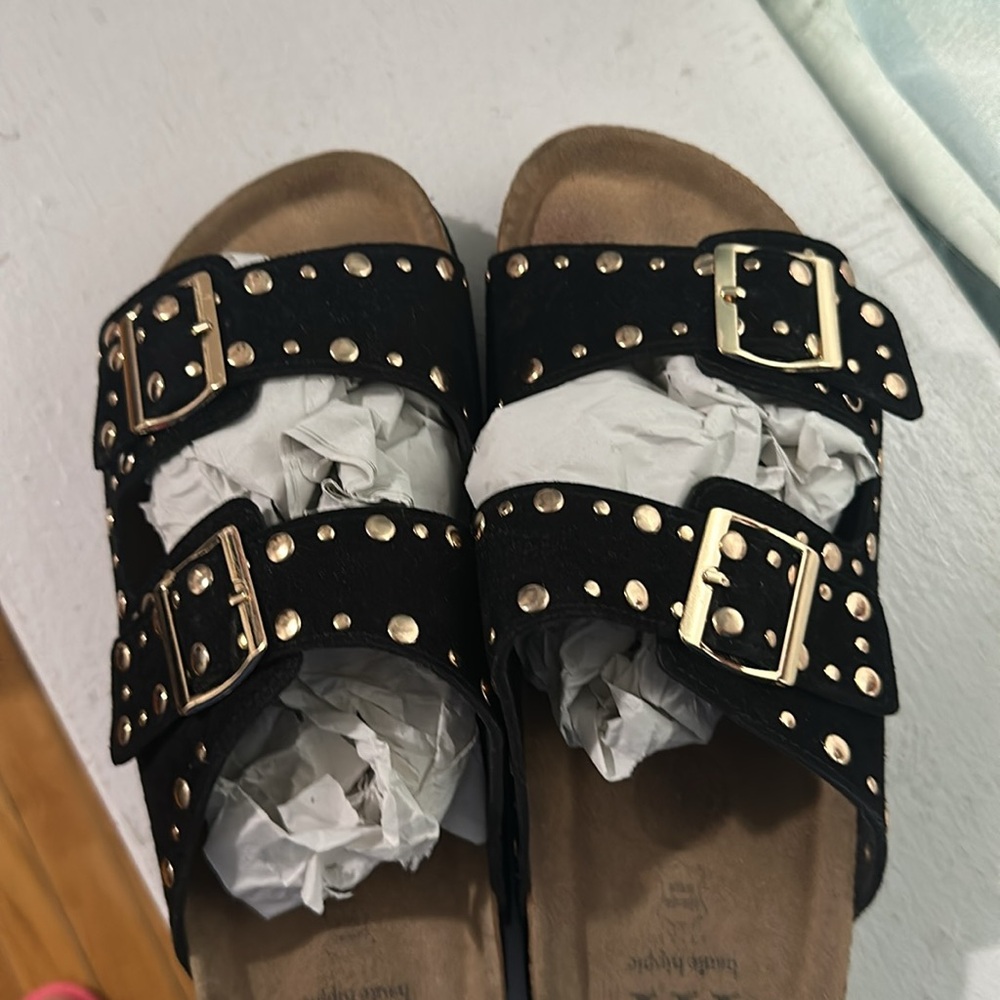 Haute Hippie TJMaxx purchased studded suede double buckle sandal